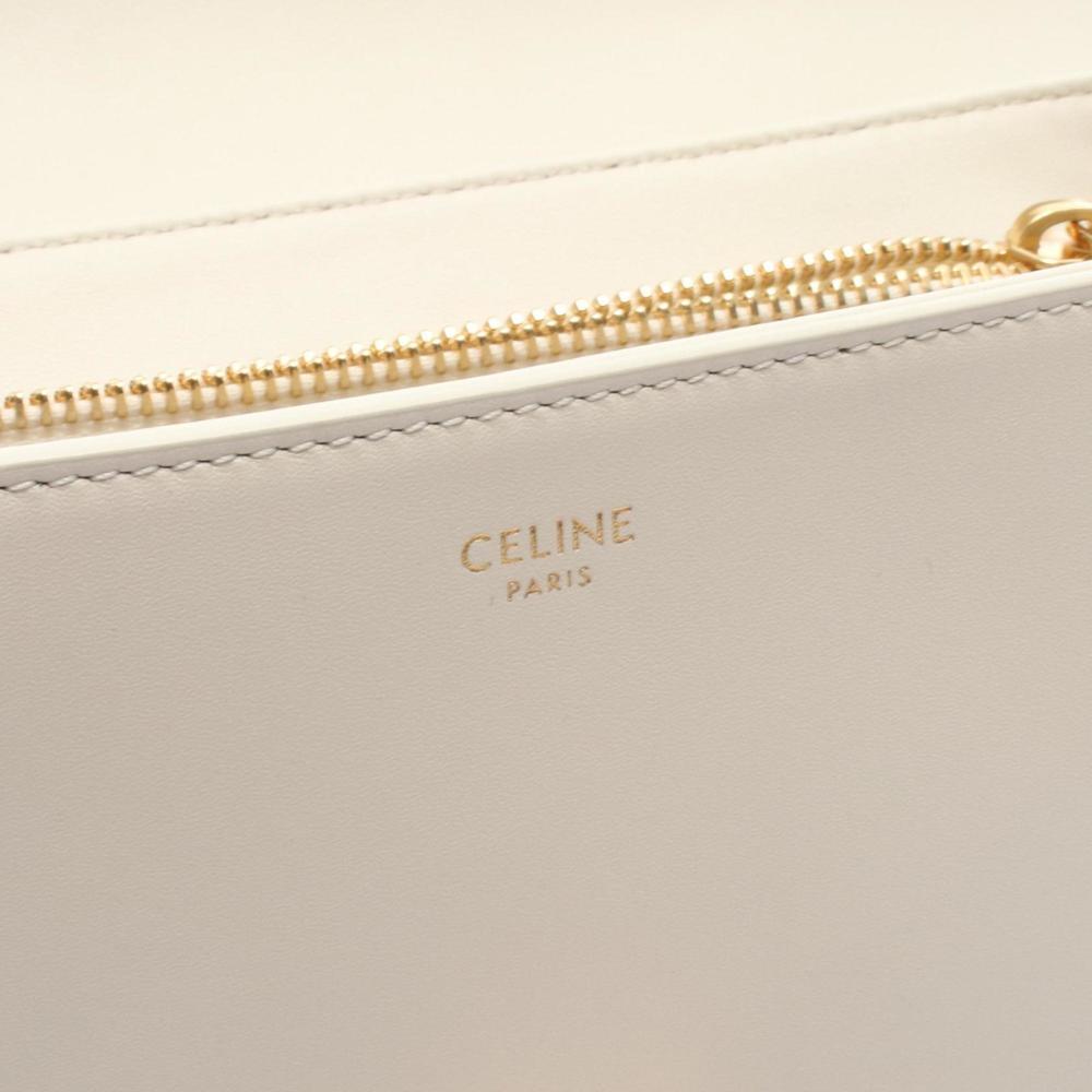 Celine Medium Nino Handbag, Leather, Women's, White, 117523 - Picture 4 of 7